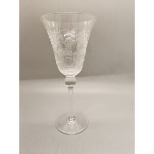 Colony Gray Etched Floral Leaf 7” Wine Water Glass Goblet